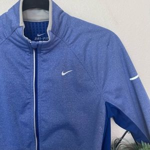 Nike Dri-Fit Full Zip Running Jacket with Thumb Holes Blue Woman’s Size M